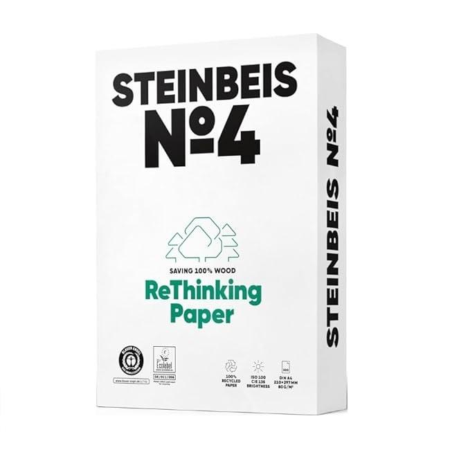 Копирна хартия STEINBEIS №4 ReThinking, А4, 80 г, 100% рециклирана, CIE белота 100, пакет 500 л. | JAR Computers Копирна хартия STEINBEIS №4 ReThinking, А4, 80 г, 100% рециклирана, CIE белота 100, пакет 500 л.