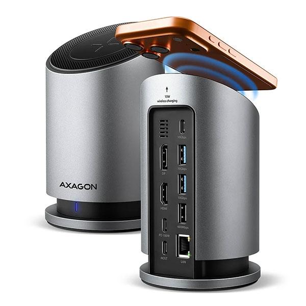 USB-C Multiport Dock, W-less Charge,AXAGON HMC-WL9 | JAR Computers USB-C Multiport Dock, W-less Charge,AXAGON HMC-WL9