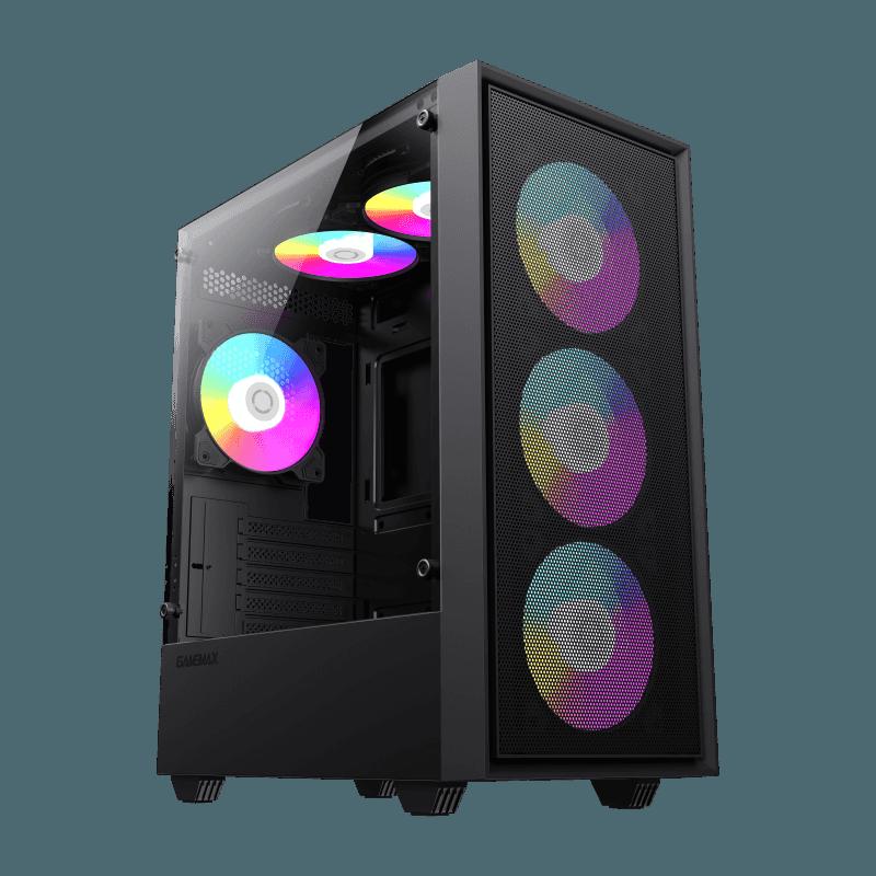 GameMax Computer Case Storm Black, Micro-ATX Gaming Case with 1 x Tempered Glass Panel, Top