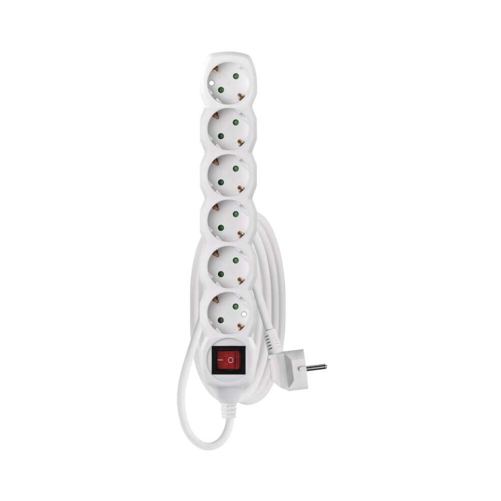 P1621R Разклонител 6×2P+E Schuko, кабел 1,5 м/1,5мм², бял, Emos
