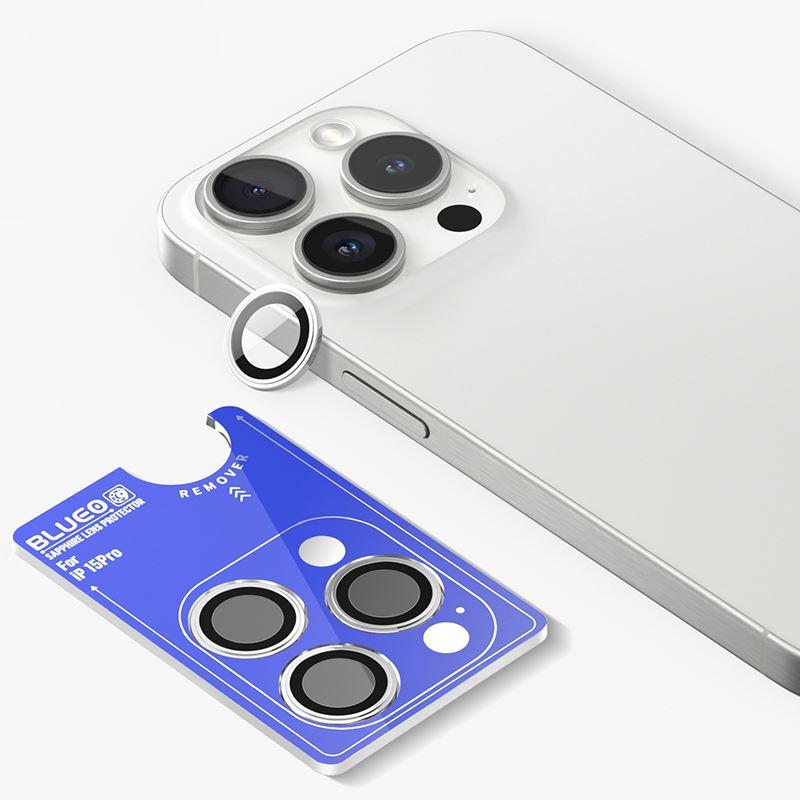 Предпазни сапфирени лещи за камерата на iPhone 15 Pro - Blueo Sapphire Crystal Stainless Steel Camera Lens Protector (сребрист) | JAR Computers Предпазни сапфирени лещи за камерата на iPhone 15 Pro - Blueo Sapphire Crystal Stainless Steel Camera Lens Protector (сребрист)