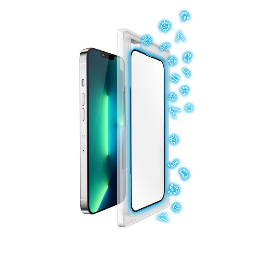 Torrii BodyGlass 3D Full Cover Anti-Bacterial Glass - калено стъклено защитно покритие с антибактериално покритие за целия дисплей на iPhone 13, iPhone 13 Pro (прозрачен-черен)