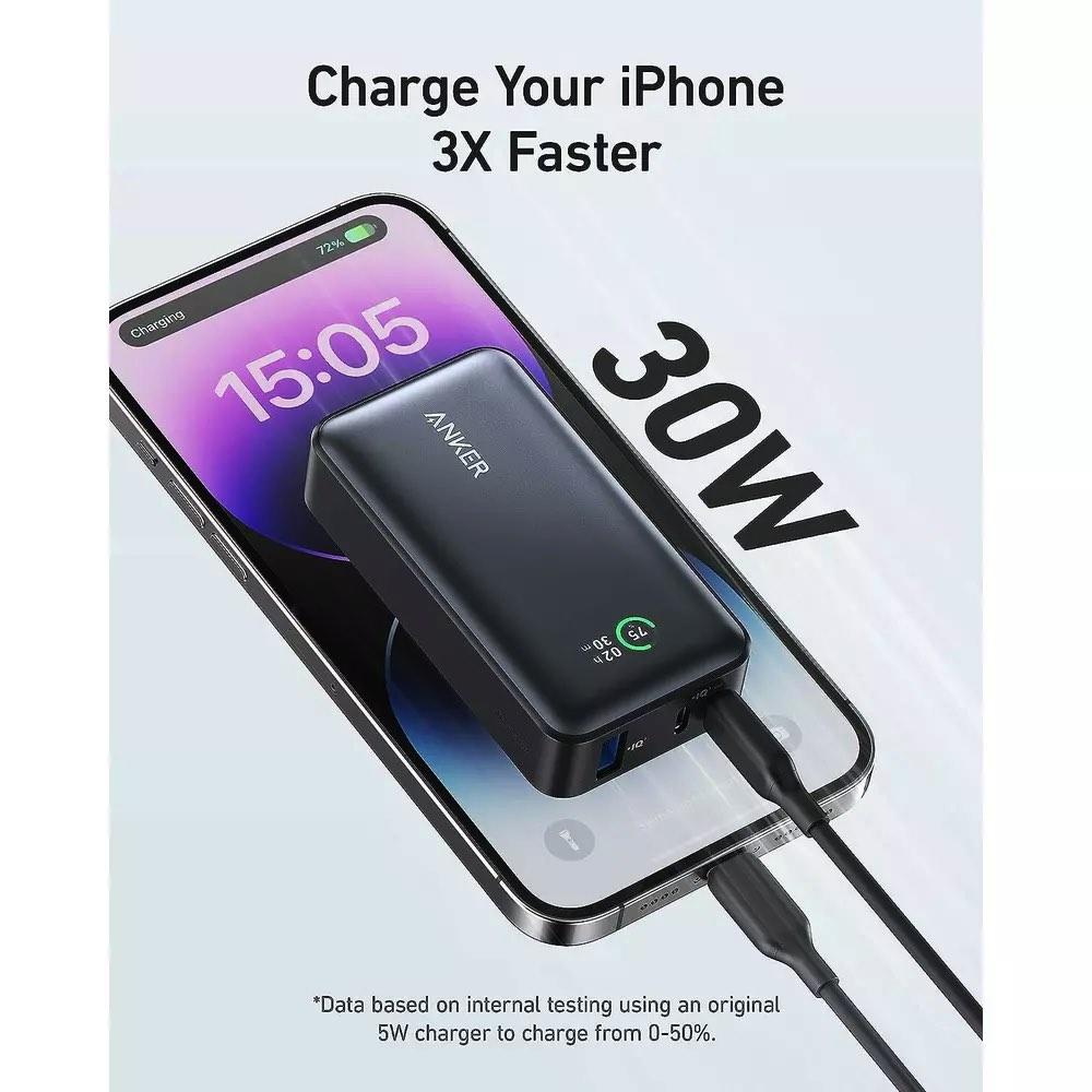 Външна батерия с 2xUSB-A и 1xUSB-C изходи с технология за бързо зареждане - Anker 533 PowerCore Power Bank 30W 10000 mAh (черен) | JAR Computers Външна батерия с 2xUSB-A и 1xUSB-C изходи с технология за бързо зареждане - Anker 533 PowerCore Power Bank 30W 10000 mAh (черен)