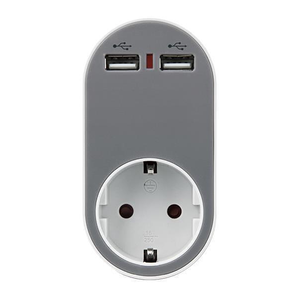 АДАПТОР 1 ГНЕЗДО, 2 USB ПОРТА, ДЕТСКА ЗАЩИТА, СИВ | JAR Computers АДАПТОР 1 ГНЕЗДО, 2 USB ПОРТА, ДЕТСКА ЗАЩИТА, СИВ