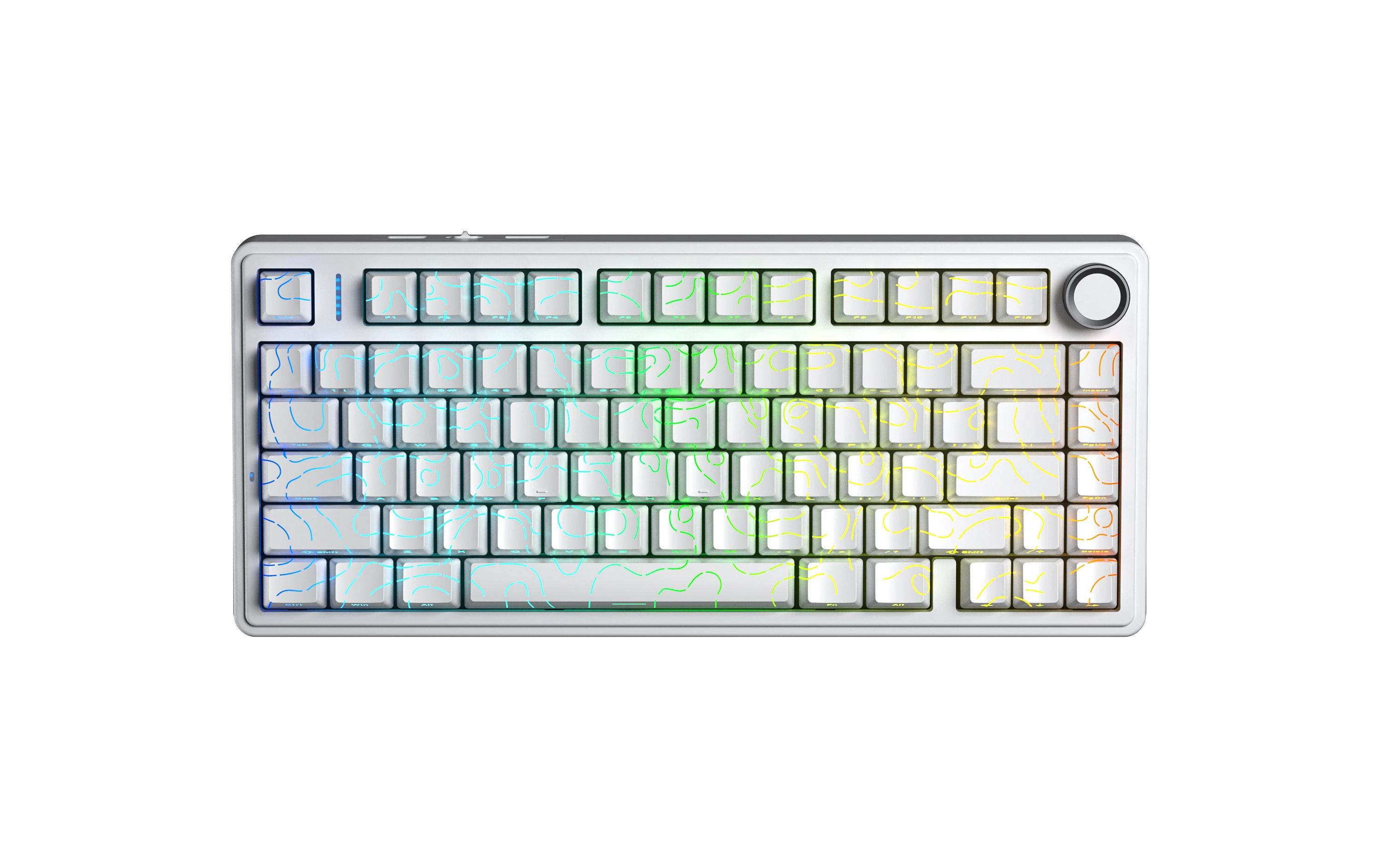 Aula геймърска механична клавиатура Wireless Gaming Mechanical Keyboard F75HE - Black King Magnetic Switch [Linear] (English US), White