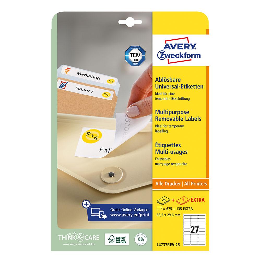 Етикети Avery отлеп. 63.5/29.6 27ет 30л