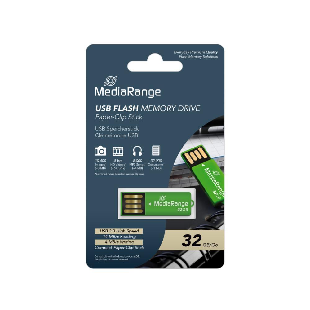 MEDIARANGE USB 2.0 NANO FLASH DRIVE 32GB GREEN (MR977)