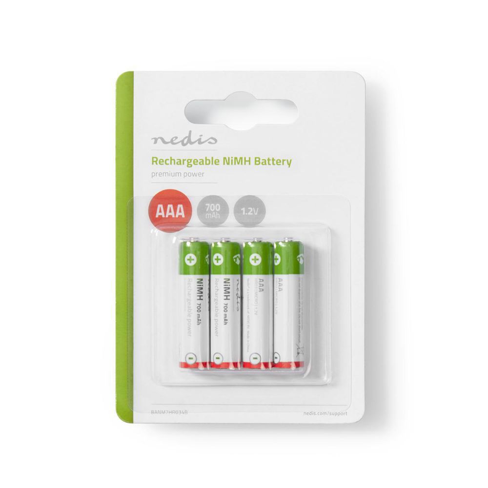 Nedis Rechargeable Batteries AAA Ni-MH 700mAh 1.2V 4pcs (BANM7HR034B) (NEDBANM7HR034B)