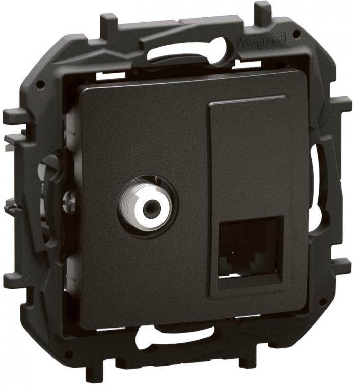 Розетка TV тип F конектор + RJ45 UTP cat.6 цвят Черен Niloe New Legrand | JAR Computers Розетка TV тип F конектор + RJ45 UTP cat.6 цвят Черен Niloe New Legrand