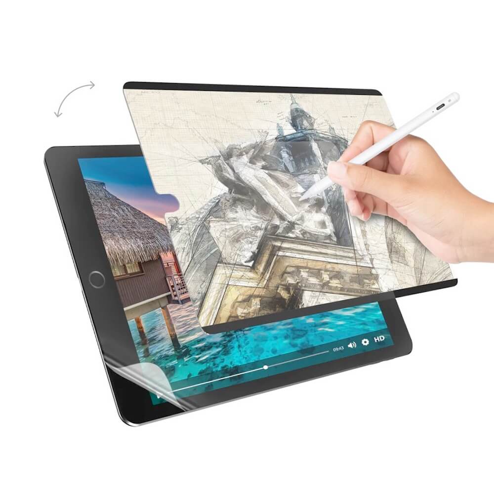 SwitchEasy SwitchPaper Magnetic Screen Protector 2in1 - комплект магнитно покритие (подходящо за рисуване) и защитно покритие за дисплея на iPad 9 (2021), iPad 8 (2020), iPad 7 (2019) (прозрачно)