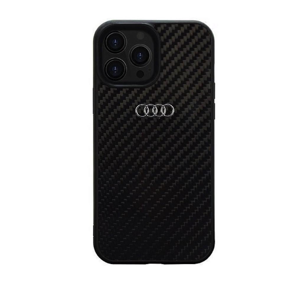 Audi Carbon Fiber Hard Case - дизайнерски карбонов кейс за iPhone 14 Pro (черен)