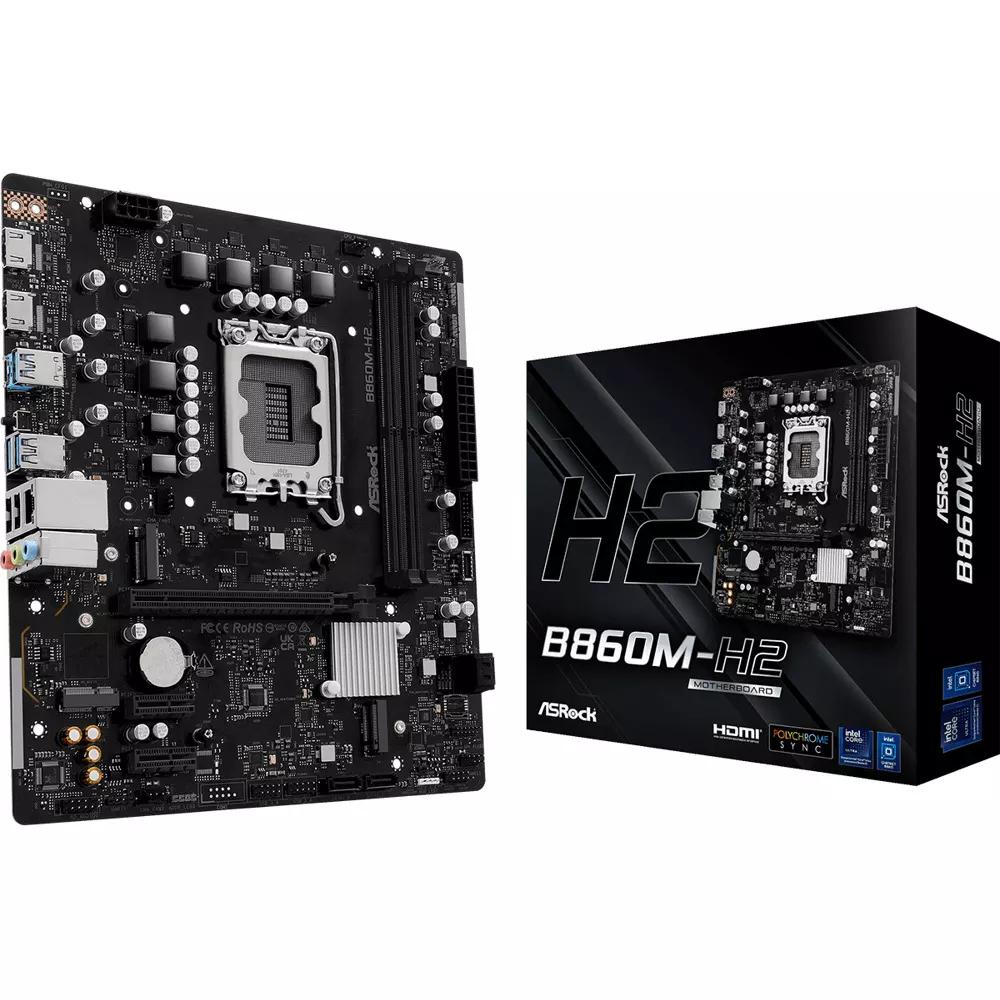 Дънна платка ASRock B860M-H2, B860, LGA1851, DDR5, PCI-E 4.0, (HDMI), 4x SATA 6Gb/s, 2x M.2, 1GbE LAN, Micro ATX | JAR Computers Дънна платка ASRock B860M-H2, B860, LGA1851, DDR5, PCI-E 4.0, (HDMI), 4x SATA 6Gb/s, 2x M.2, 1GbE LAN, Micro ATX