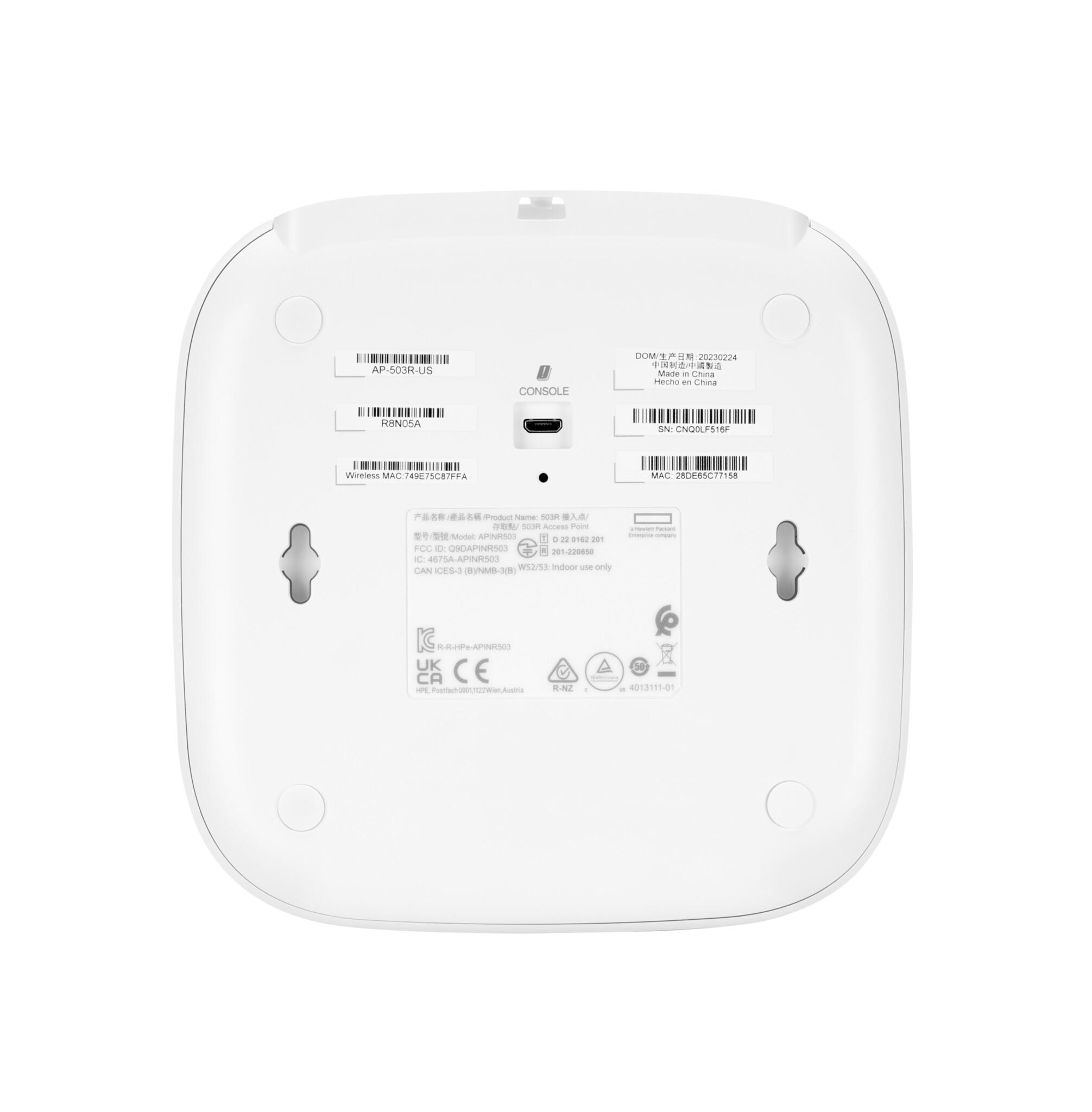 HPE Aruba Networking AP-503R (RW) Dual Radio 2x2 802.11ax Wi-Fi 6 Remote Access Point 1490 Мбит/с Бяла | JAR Computers HPE Aruba Networking AP-503R (RW) Dual Radio 2x2 802.11ax Wi-Fi 6 Remote Access Point 1490 Мбит/с Бяла
