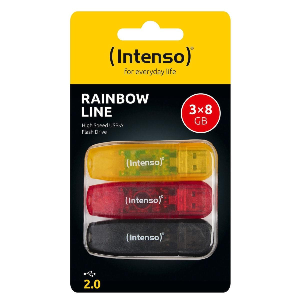 INTENSO Rainbow Line 8GB USB Stick 2.0 3-Pack Multicolor (3502463) (INTE3502463)