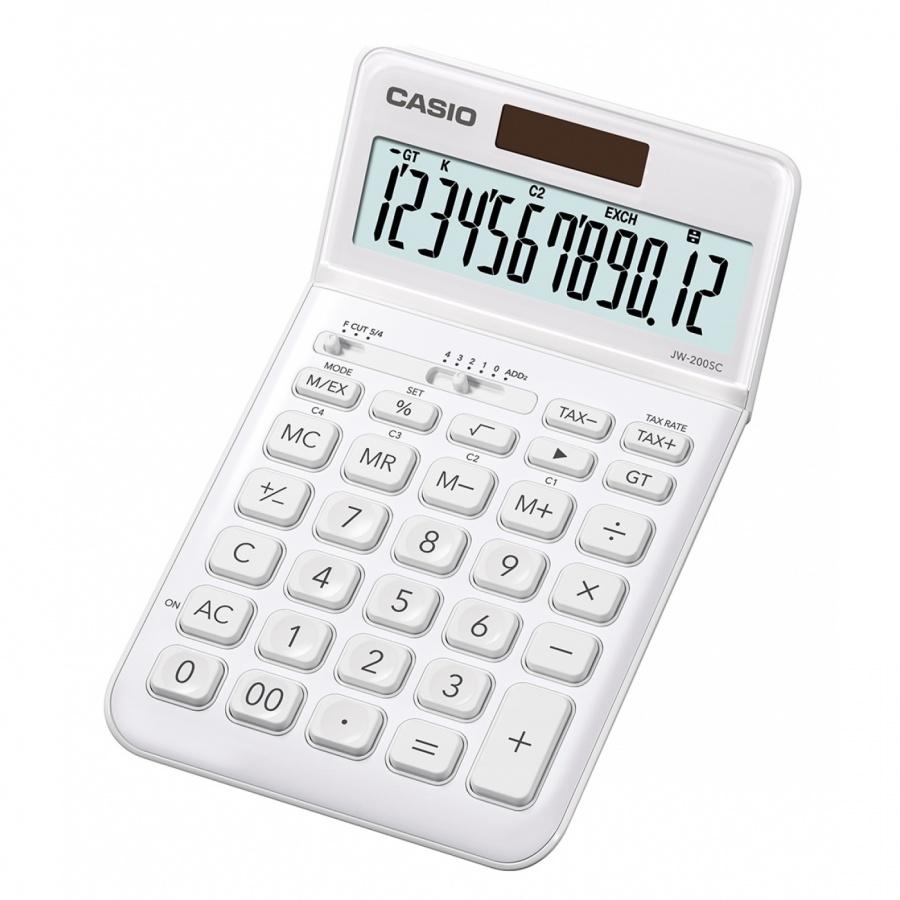 Калкулатор CASIO JW-200SC-WE, настолен, 12 dgt, метален панел, 183.5x109x10.8 мм, бял металик | JAR Computers Калкулатор CASIO JW-200SC-WE, настолен, 12 dgt, метален панел, 183.5x109x10.8 мм, бял металик