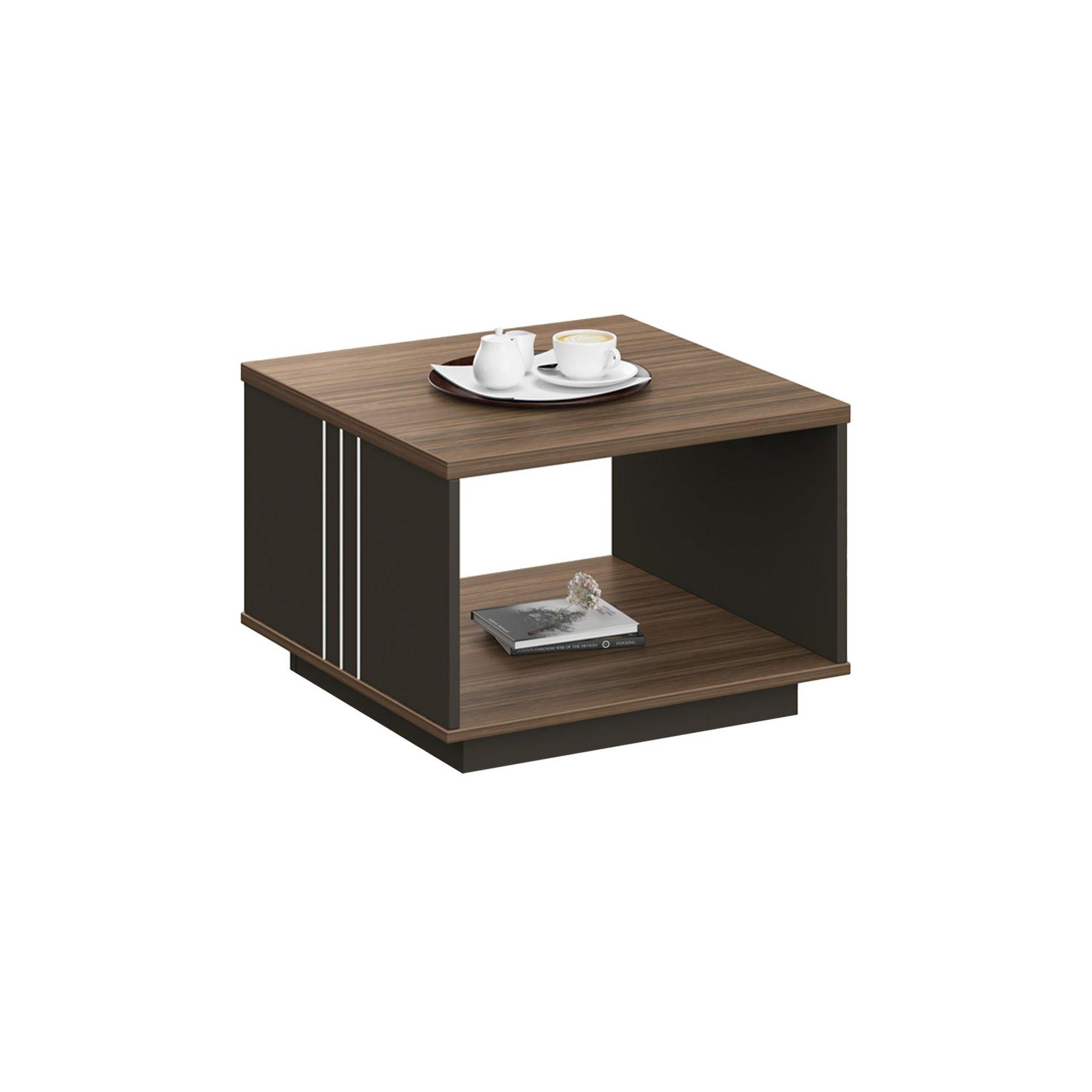Ниска маса RFG Chicago, 600 х 600 х 420 mm, квадратен плот, ПДЧ 25 mm, дъб Рейн и тъмносиво