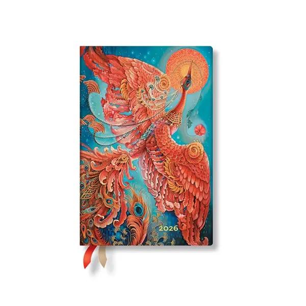 Paperblanks Планер Firebird, Mini, хоризонтален, мека корица, 88 листа, за 2026 година