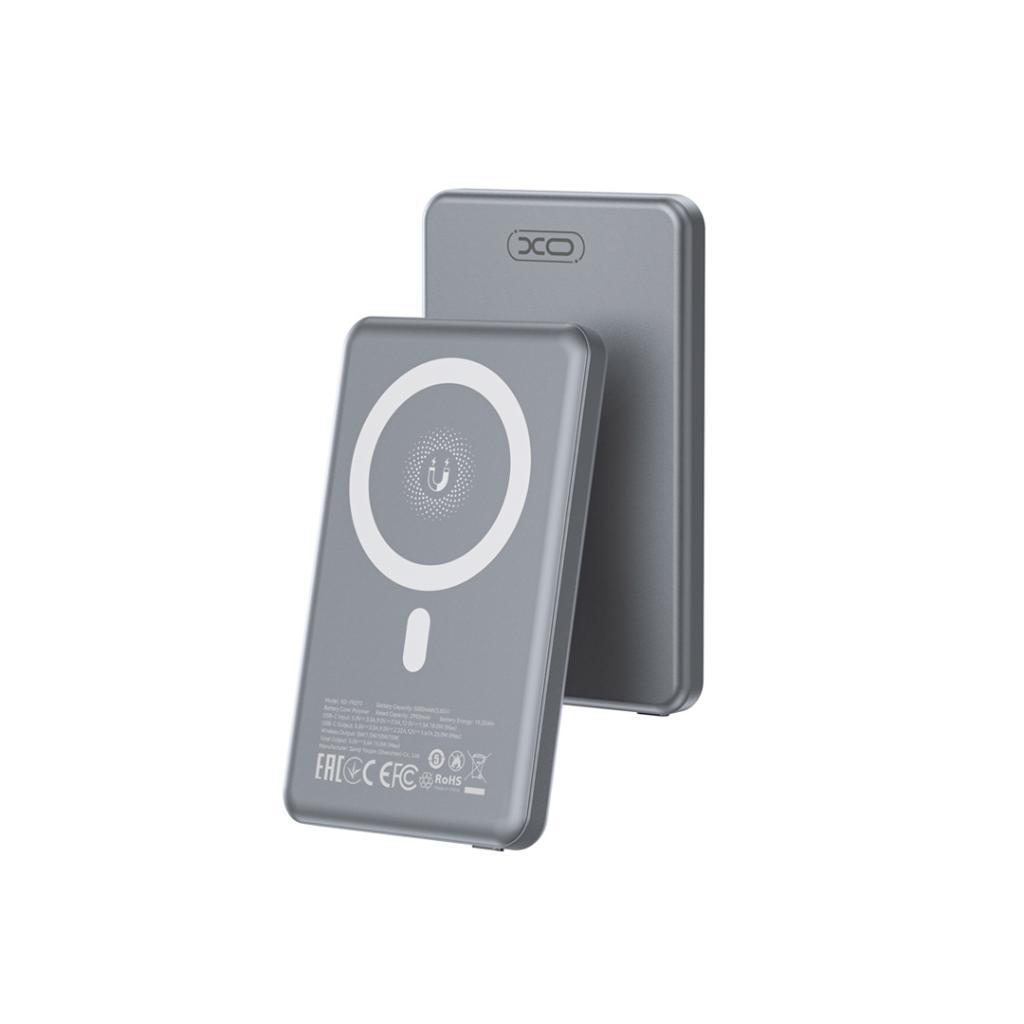 XO Power Bank 5000 mAh 20W, 15W Wireless MagSafe /сив/ - PR293 | JAR Computers XO Power Bank 5000 mAh 20W, 15W Wireless MagSafe /сив/ - PR293