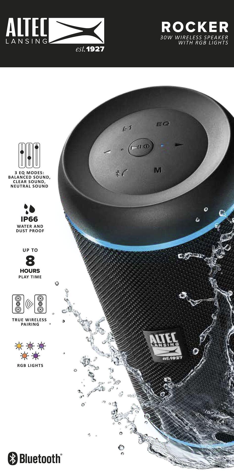 Altec Lansing Bluetooth колонка Rocker 30W, Черна | JAR Computers Altec Lansing Bluetooth колонка Rocker 30W, Черна