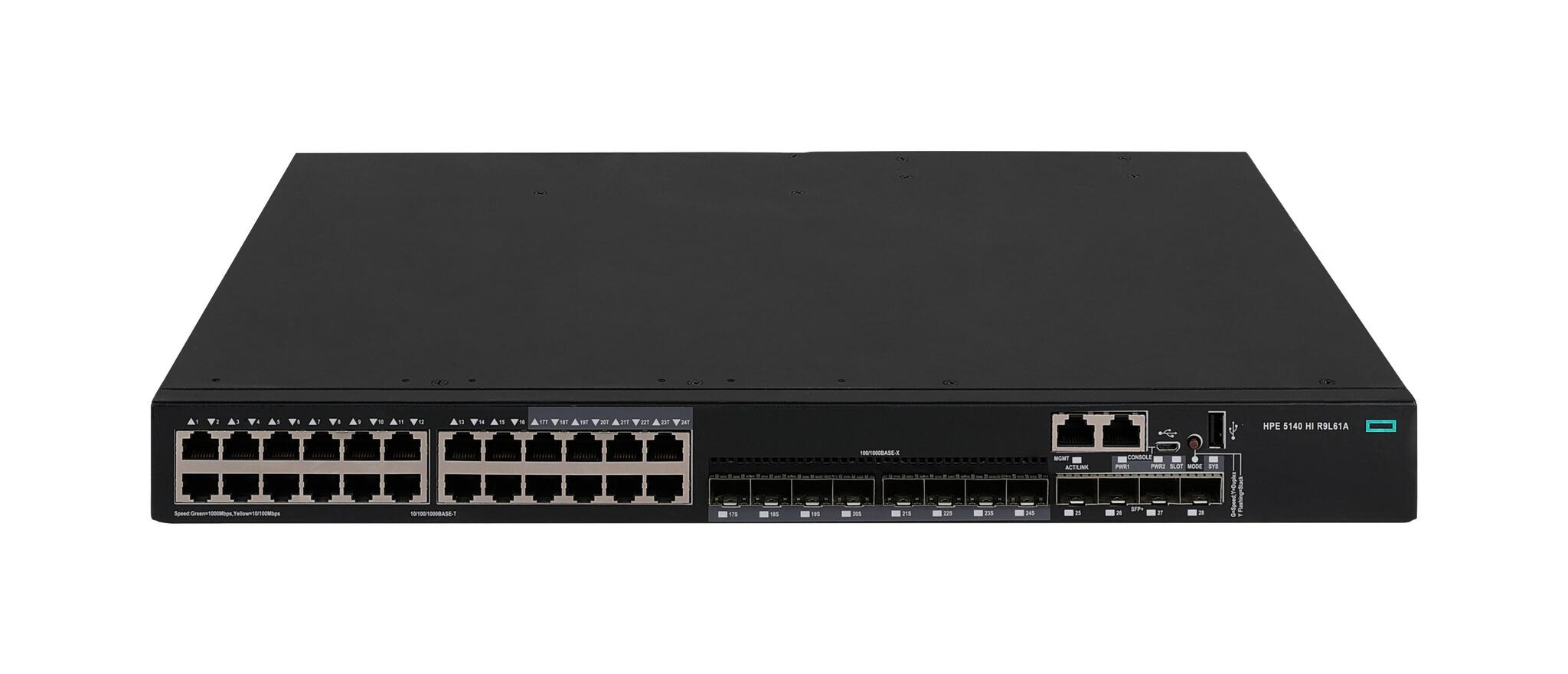 HPE Networking Comware Switch 24G 4SFP+ 1-slot 5140HI Управляем L3 Gigabit Ethernet (10/100/1000) Захранване по Ethernet (PoE) 1U | JAR Computers HPE Networking Comware Switch 24G 4SFP+ 1-slot 5140HI Управляем L3 Gigabit Ethernet (10/100/1000) Захранване по Ethernet (PoE) 1U