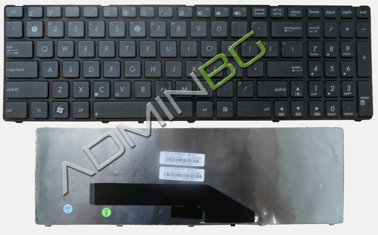 Клавиатура за лаптоп Asus K50 K70 K60 K51 X5DC Black Frame Black US/UK с Кирилица | JAR Computers Клавиатура за лаптоп Asus K50 K70 K60 K51 X5DC Black Frame Black US/UK с Кирилица