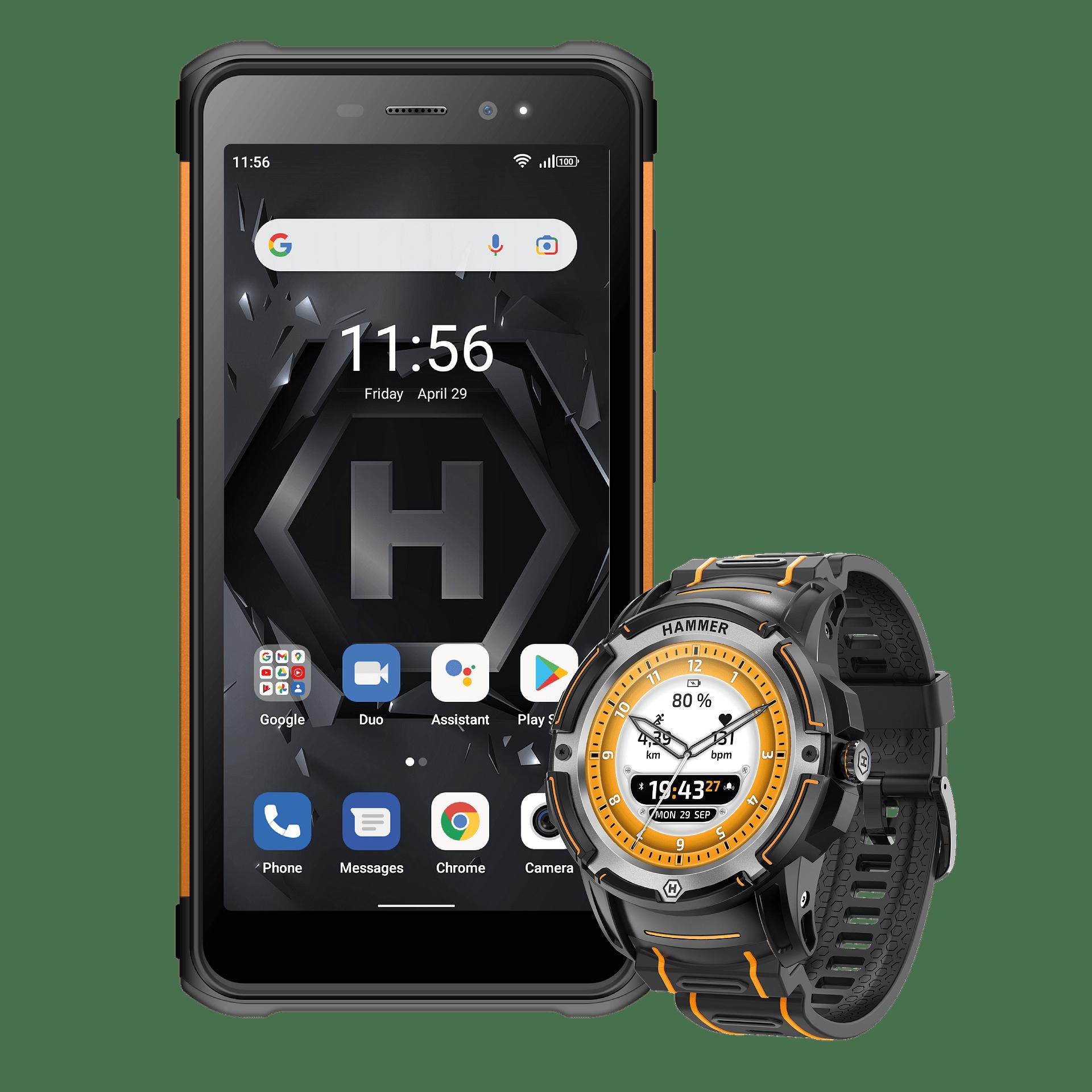 Комплект оранжев Hammer Iron 4 + Hammer Smartwatch Plus | JAR Computers Комплект оранжев Hammer Iron 4 + Hammer Smartwatch Plus
