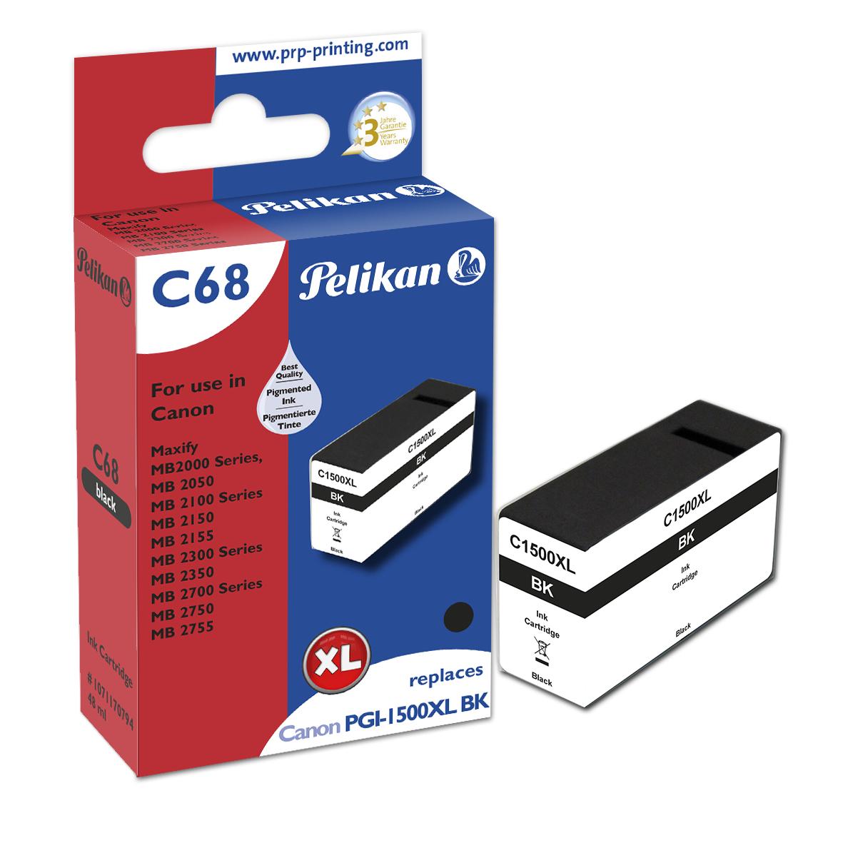 Pelikan C68 Black глава и патрон за мастиленоструен принтер 1 броя Съвместим Висок (XL) добив Черен | JAR Computers Pelikan C68 Black глава и патрон за мастиленоструен принтер 1 броя Съвместим Висок (XL) добив Черен