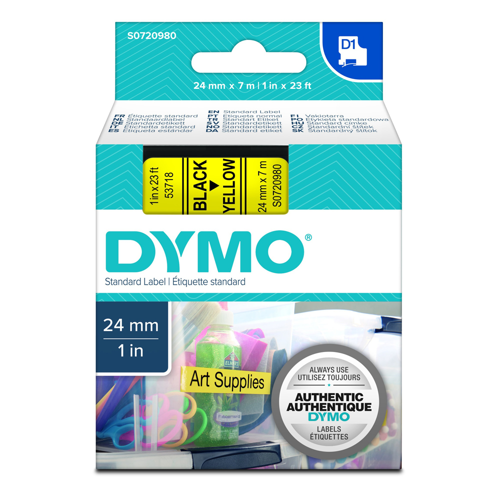 DYMO D1 53717 TAPE 24 mm χ 7 m BLACK ON RED (S0720970) (DYMO53717)