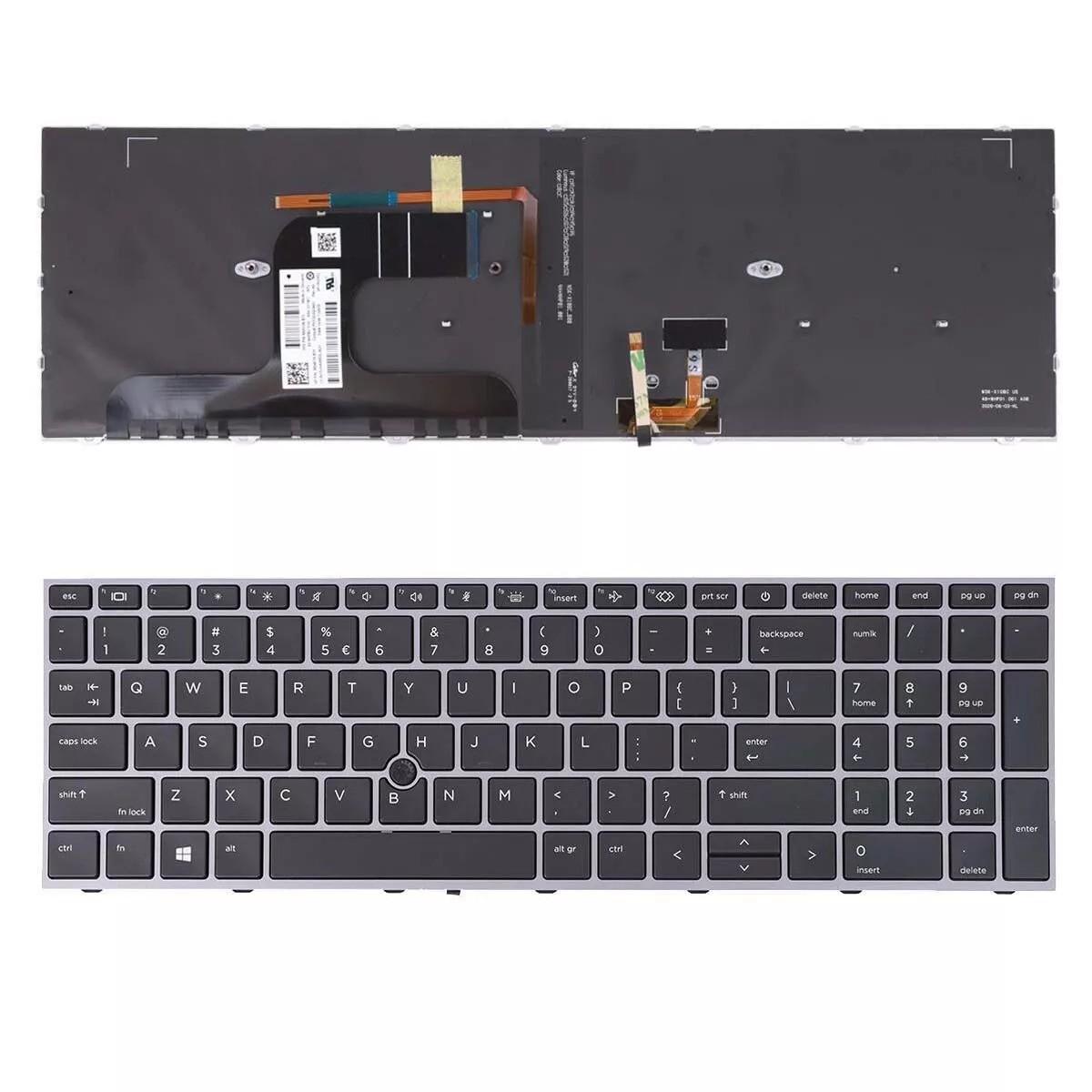 Клавиатура за лаптоп HP ZBook Fury 17 G7 Черна със Сребриста Рамка с Подсветка | JAR Computers Клавиатура за лаптоп HP ZBook Fury 17 G7 Черна със Сребриста Рамка с Подсветка