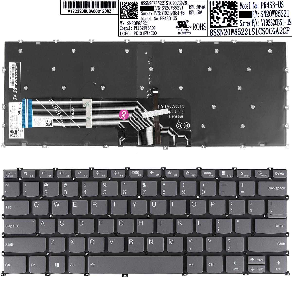 Клавиатура за лаптоп Lenovo IdeaPad Flex 5-14ALC05 5-14ARE05 5-14IIL05 5-14ITL05 Сива Без Рамка с Подсветка US/UK | JAR Computers Клавиатура за лаптоп Lenovo IdeaPad Flex 5-14ALC05 5-14ARE05 5-14IIL05 5-14ITL05 Сива Без Рамка с Подсветка US/UK
