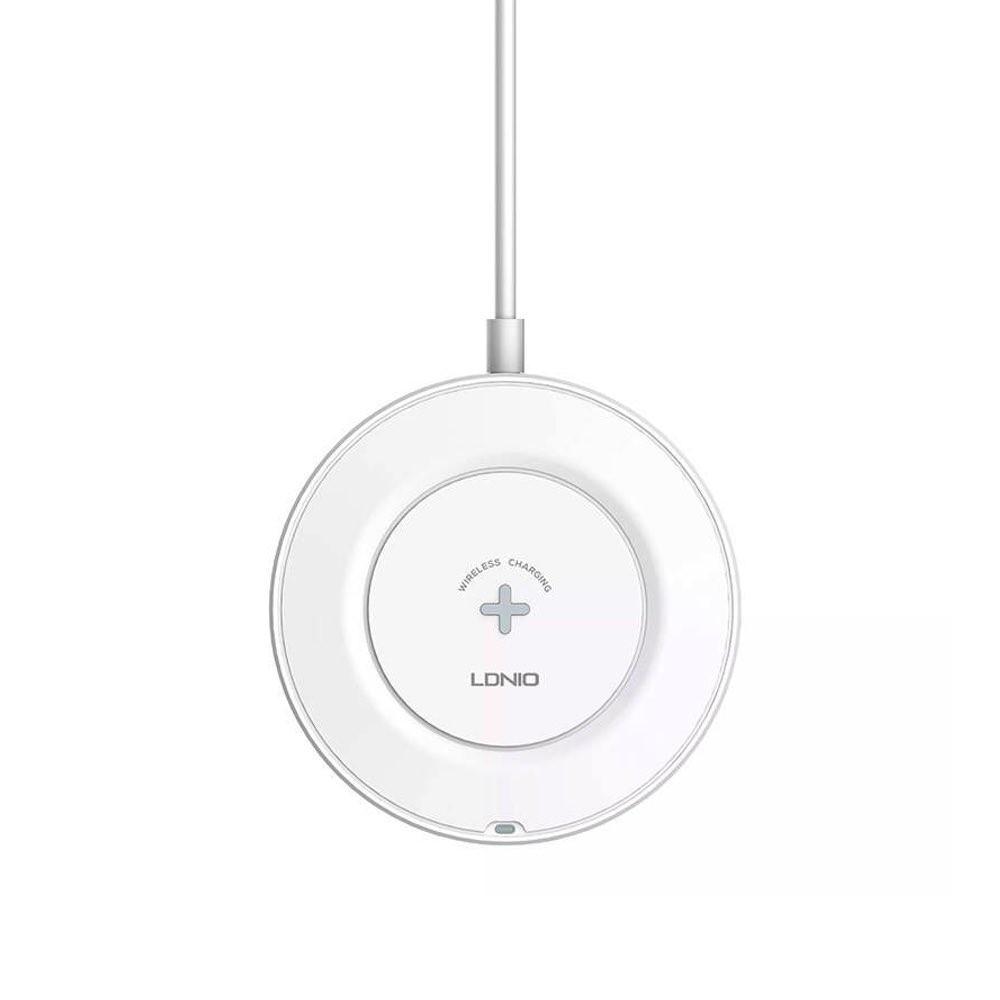 LDNIO AW003 Wireless Desktop Charger 32W - поставка (пад) с до 15W безжично захранване, USB-A и USB-C изходи за зареждане на мобилни устройства (бял)