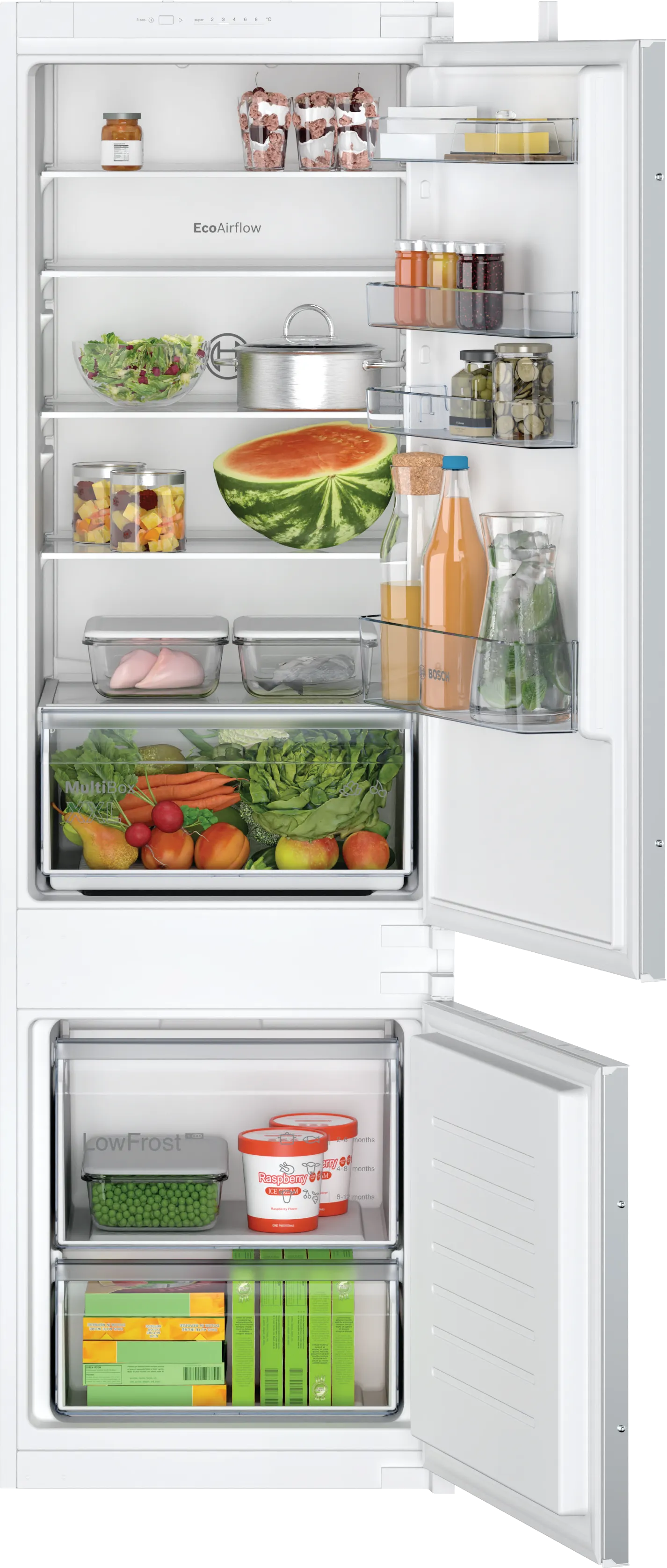Вграден хладилник с фризер Bosch KIV87NSE0 , 270 l, E , LowFrost , Да