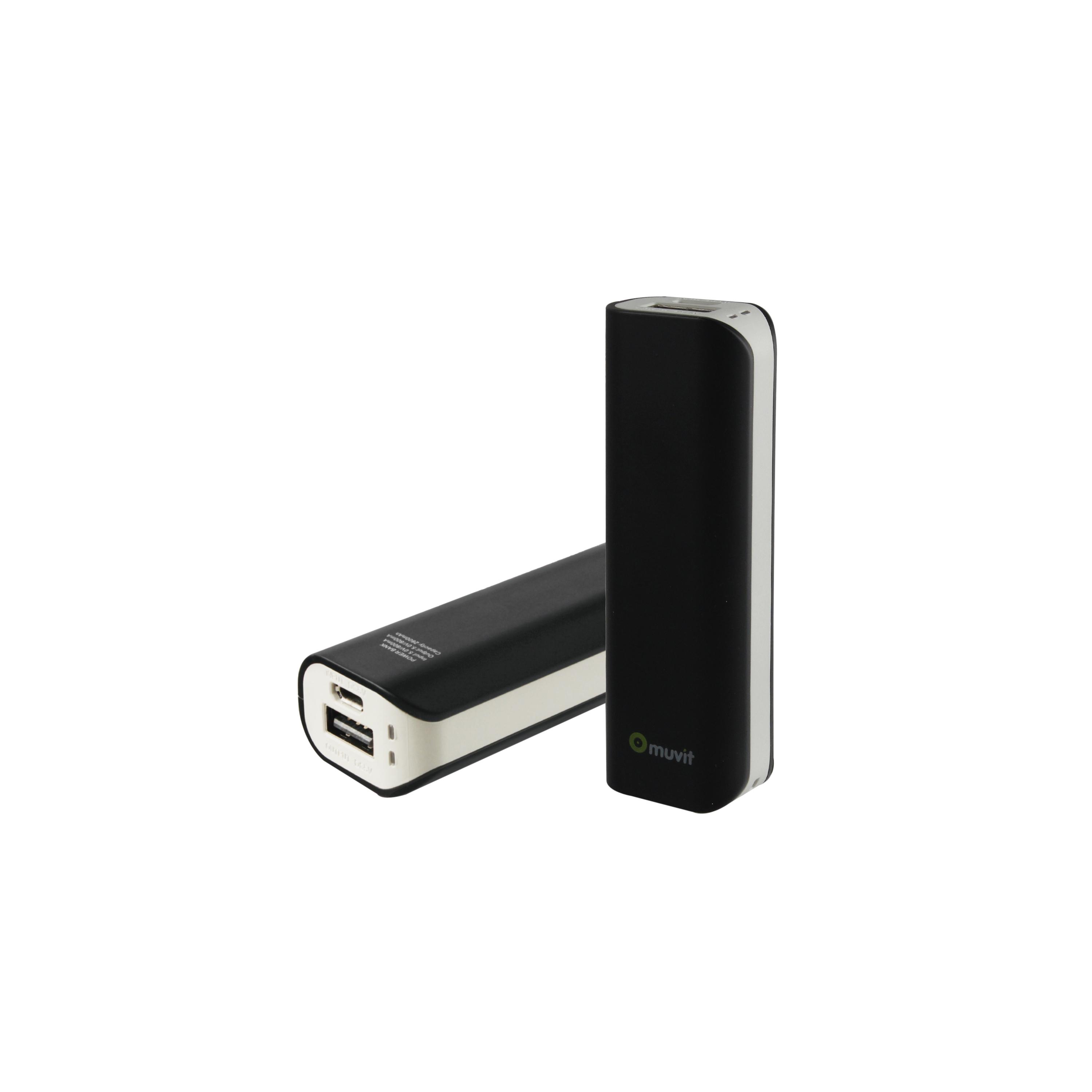 Външна батерия за мобилни устройства - Muvit Power Bank 2600 mAh (черен) | JAR Computers Външна батерия за мобилни устройства - Muvit Power Bank 2600 mAh (черен)