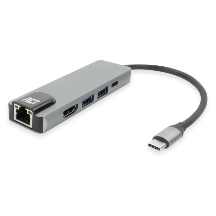 ACT AC7091 USB-C докинг станция с HDMI 4K@60Hz, Gigabit Ethernet, 2x USB-A и USB-C Power Delivery 100W | JAR Computers ACT AC7091 USB-C докинг станция с HDMI 4K@60Hz, Gigabit Ethernet, 2x USB-A и USB-C Power Delivery 100W