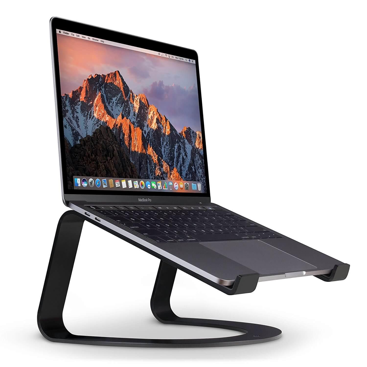 Ергономична алуминиева поставка за MacBook и преносими компютри - TwelveSouth Curve (черна) | JAR Computers Ергономична алуминиева поставка за MacBook и преносими компютри - TwelveSouth Curve (черна)