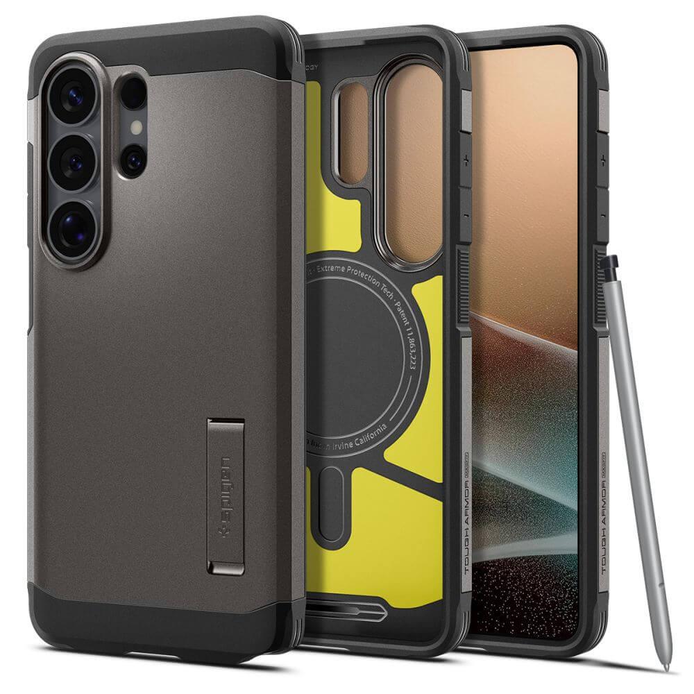 Хибриден кейс с най-висока степен на защита с MagSafe за Samsung Galaxy S26 Ultra - Spigen Tough Armor MagSafe Case (тъмносив) | JAR Computers Хибриден кейс с най-висока степен на защита с MagSafe за Samsung Galaxy S26 Ultra - Spigen Tough Armor MagSafe Case (тъмносив)