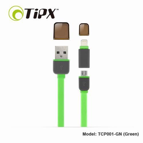 Кабел за Apple и устройства с MicroUSB - TIPX 2in1 Micro USB & Lightning Charge & Sync Cable (зелен) | JAR Computers Кабел за Apple и устройства с MicroUSB - TIPX 2in1 Micro USB & Lightning Charge & Sync Cable (зелен)