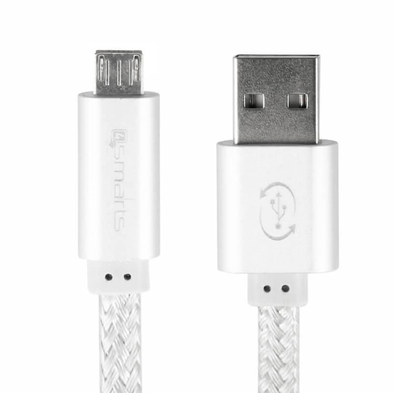 Качествен microUSB кабел за мобилни устройства (1м) - 4Smarts GleamCord Micro-USB Data Cable (светлосив) | JAR Computers Качествен microUSB кабел за мобилни устройства (1м) - 4Smarts GleamCord Micro-USB Data Cable (светлосив)