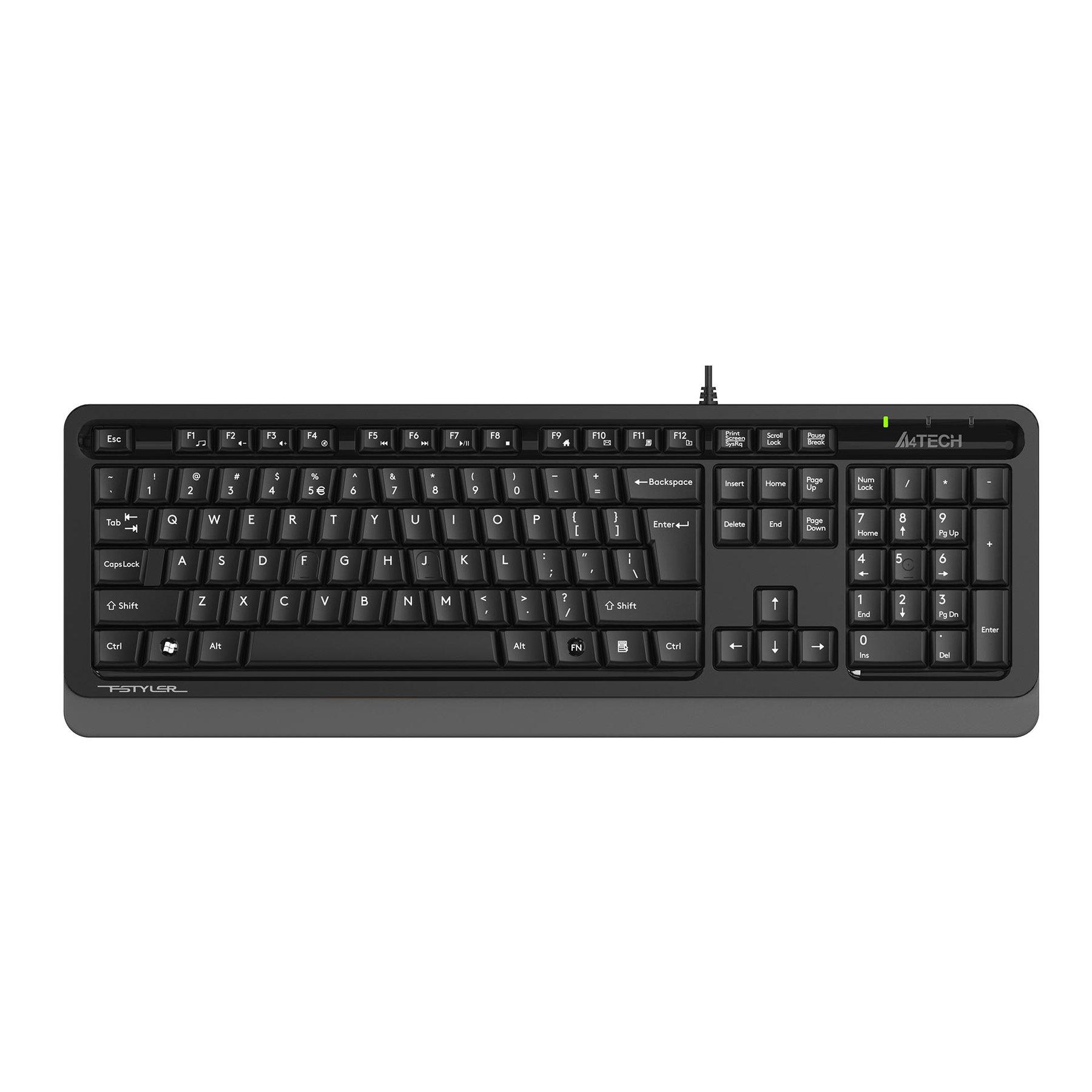 Клавиатура A4Tech Fstyler FKS10, с кабел 1.5 m, USB, черна