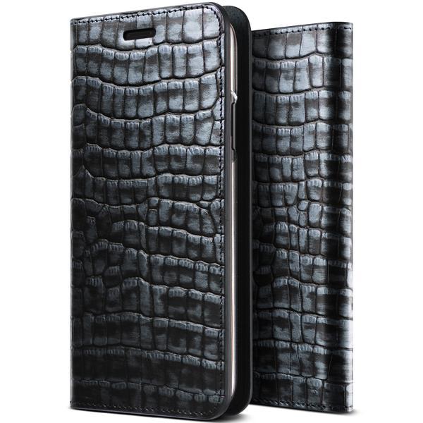 Кожен калъф (естествена кожа), тип портфейл за iPhone X - Verus Genuine Croco Diary Case (сребрист) | JAR Computers Кожен калъф (естествена кожа), тип портфейл за iPhone X - Verus Genuine Croco Diary Case (сребрист)