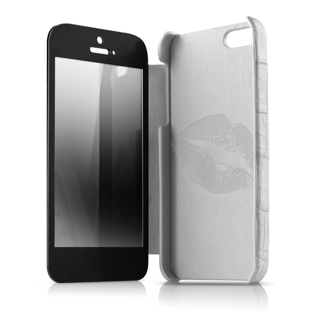 Кожен калъф, тип портфейл и поставка за iPhone 5, iPhone 5S, iPhone SE - Itskins Lipstick Leather Case (бял) | JAR Computers Кожен калъф, тип портфейл и поставка за iPhone 5, iPhone 5S, iPhone SE - Itskins Lipstick Leather Case (бял)