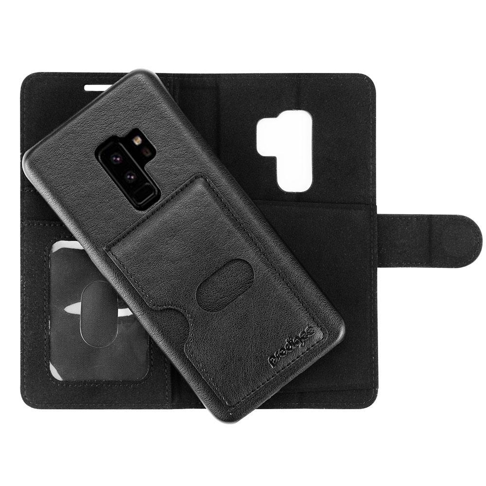 Кожен калъф, тип портфейл с отделящ се кейс и поставка за Samsung Galaxy S9 Plus - Prodigee Wallegee Case (черен) | JAR Computers Кожен калъф, тип портфейл с отделящ се кейс и поставка за Samsung Galaxy S9 Plus - Prodigee Wallegee Case (черен)