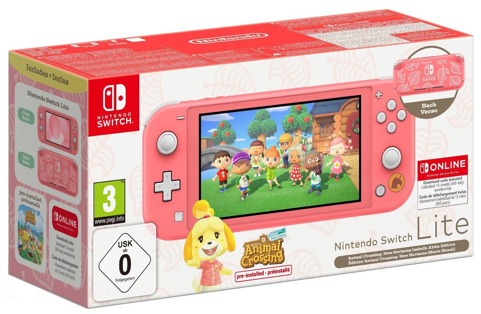 Nintendo Switch Lite - Coral, Animal Crossing: New Horizons Bundle - Isabelle's Aloha Edition + 12 месеца NSO