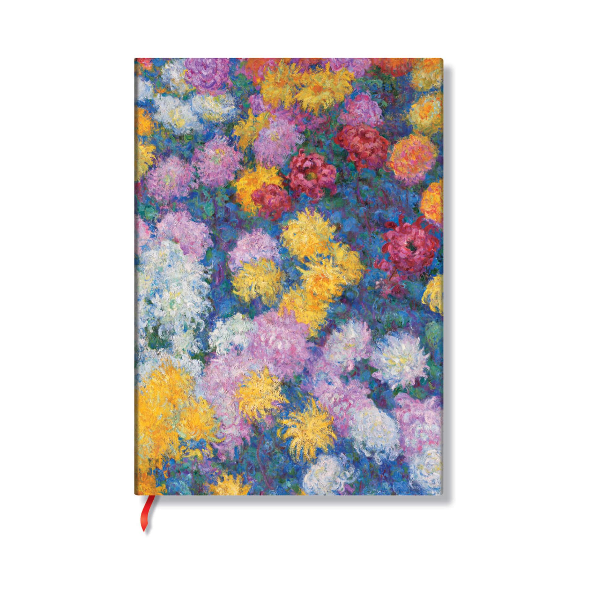 Paperblanks Тефтер Monet Chrysanthemums, Midi, широки редове, твърда корица, 72 листа