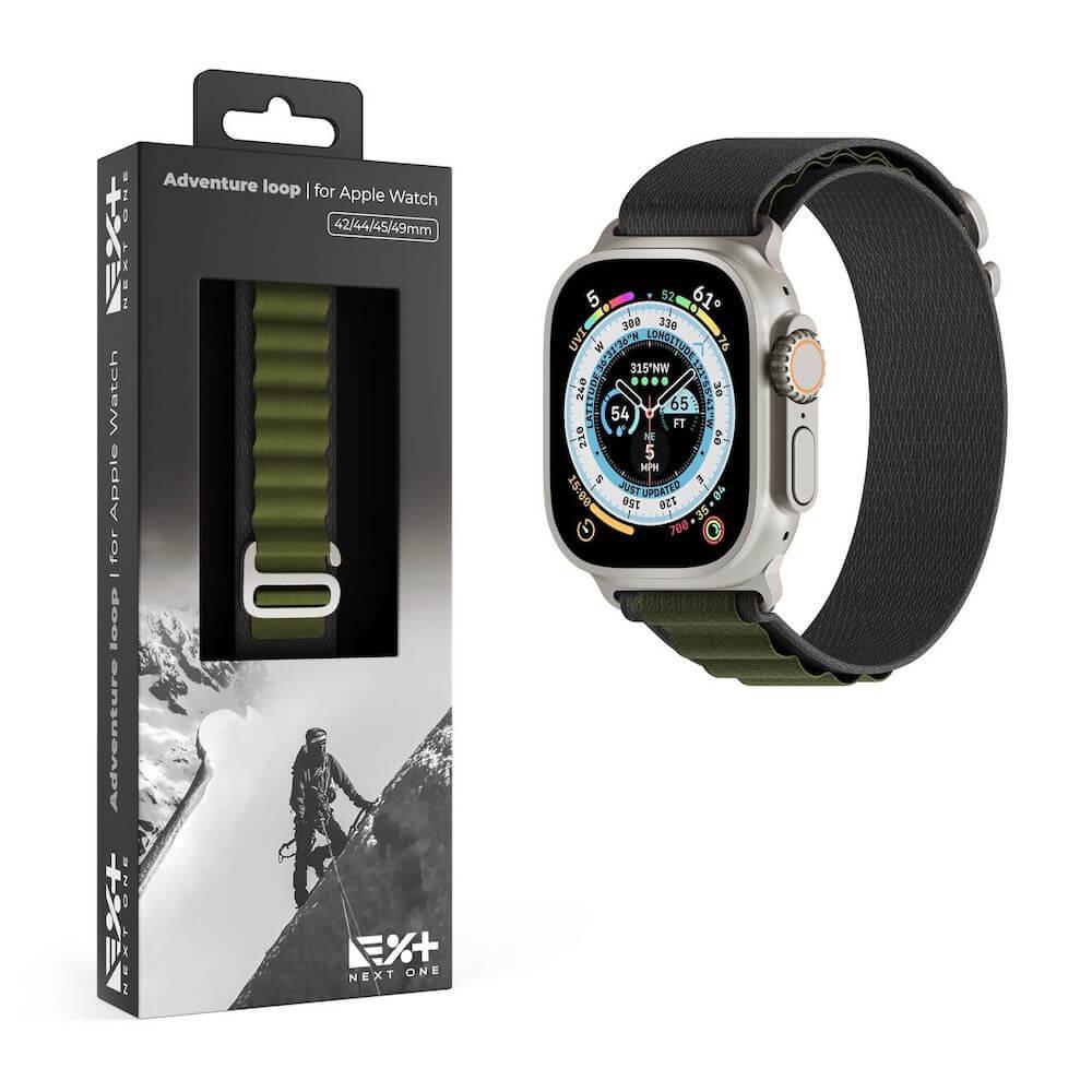 Текстилна каишка за Apple Watch 42мм, 44мм, 45мм, 46мм, Ultra, Ultra 2 49мм - Next One Adventure Loop (тъмносив-зелен) | JAR Computers Текстилна каишка за Apple Watch 42мм, 44мм, 45мм, 46мм, Ultra, Ultra 2 49мм - Next One Adventure Loop (тъмносив-зелен)