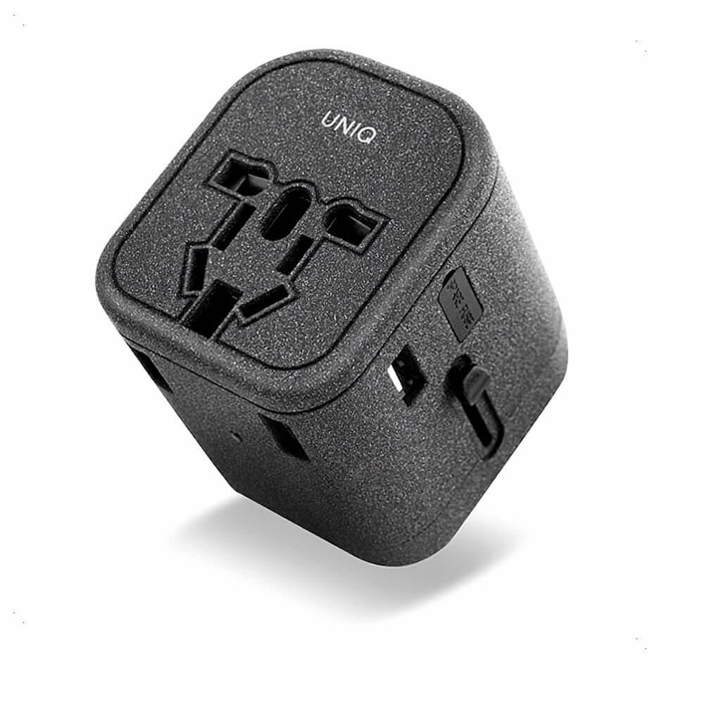 Захранване с един USB-C и три USB изхода и преходници за цял свят в едно устройство за мобилни устройства - Uniq Voyage All in One World Travel Adapter (сив) | JAR Computers Захранване с един USB-C и три USB изхода и преходници за цял свят в едно устройство за мобилни устройства - Uniq Voyage All in One World Travel Adapter (сив)