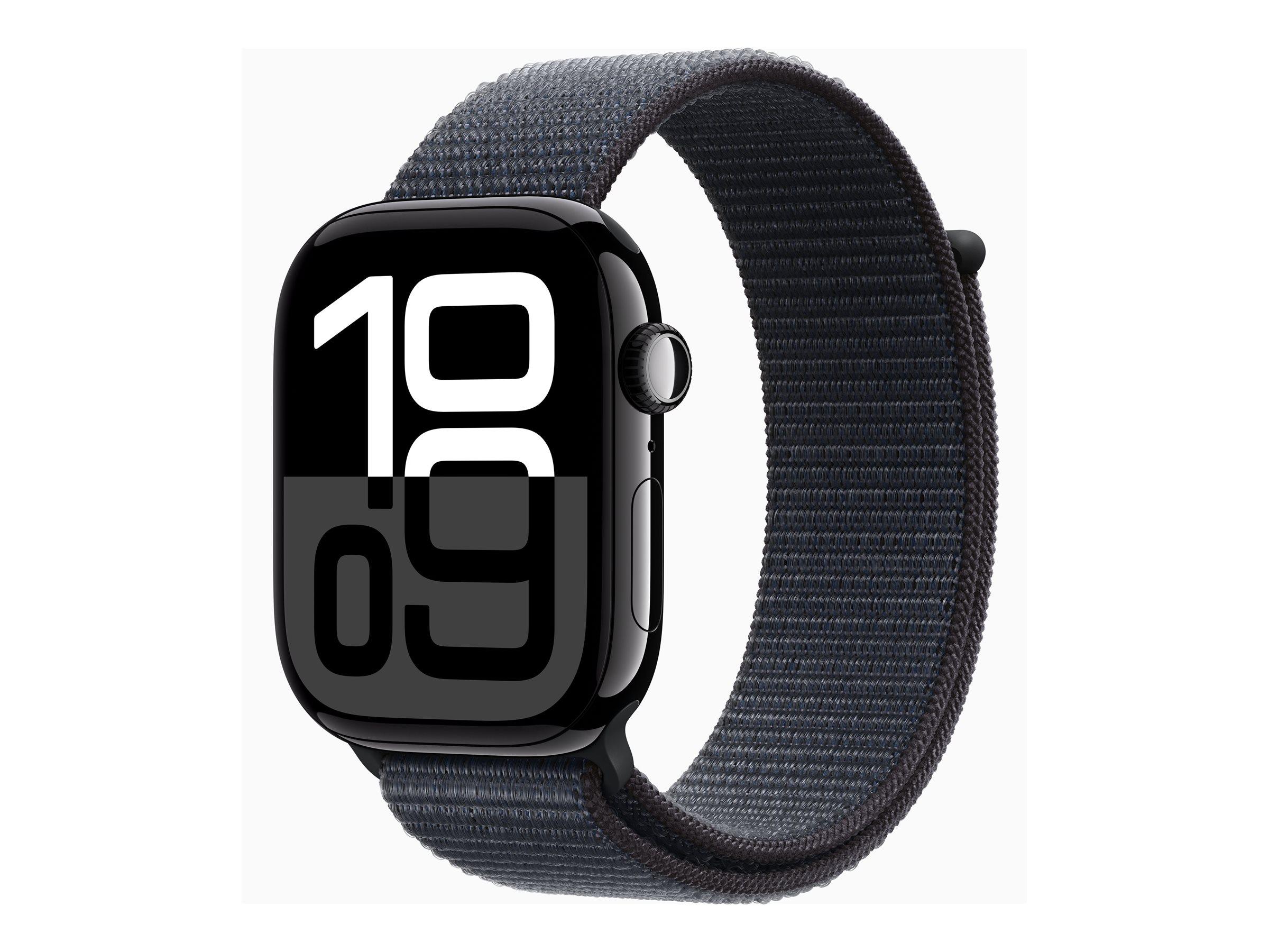 APPLE Watch Series 10 GPS + Cellular 46mm Jet Black Aluminium Case with Ink Sport Loop | JAR Computers APPLE Watch Series 10 GPS + Cellular 46mm Jet Black Aluminium Case with Ink Sport Loop