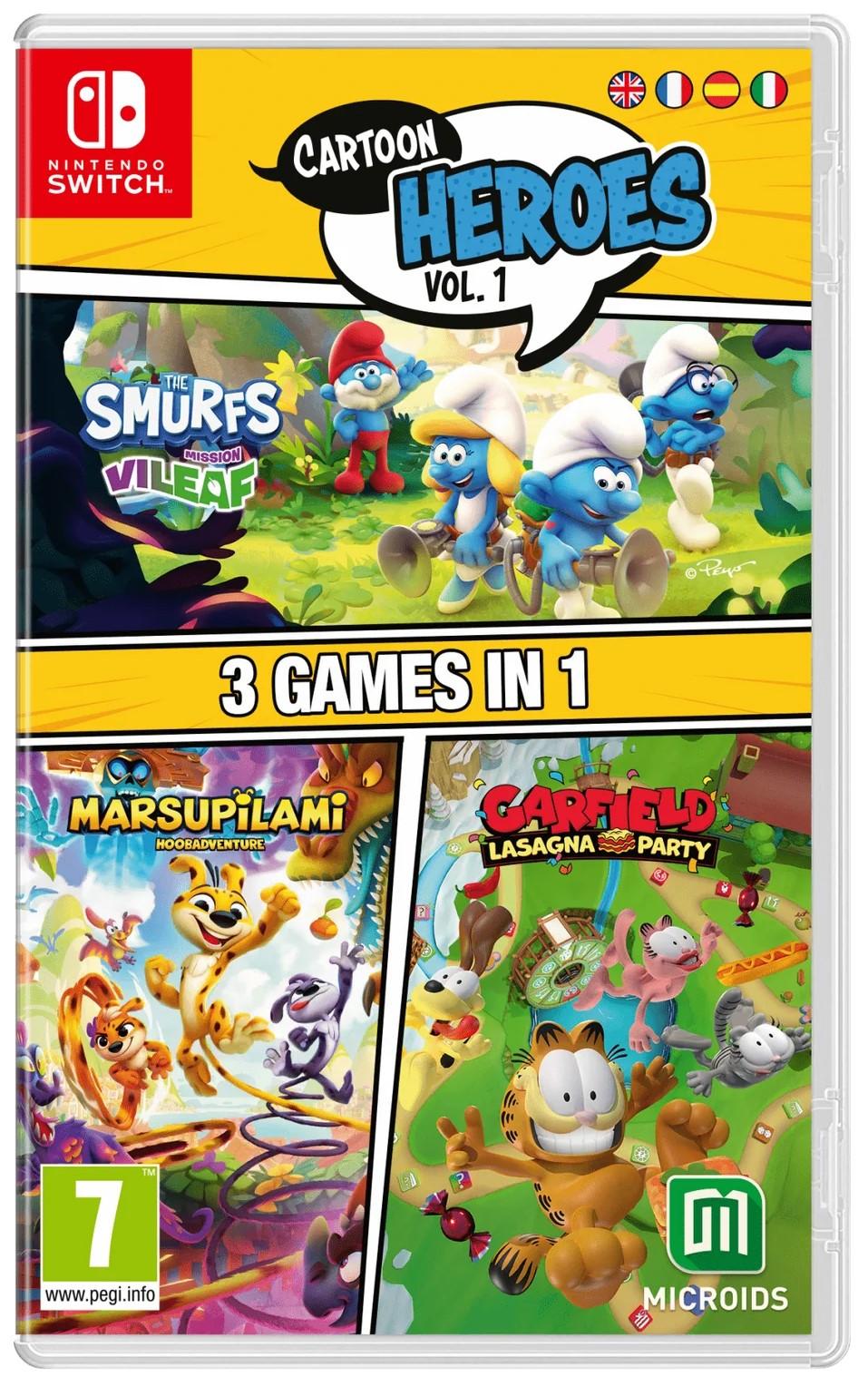 Cartoon Heroes Vol. 1: 3 Games in 1 (Smurfs Mission Vileaf & Marsupilami & Garfield Lasagna Party) (Nintendo Switch)