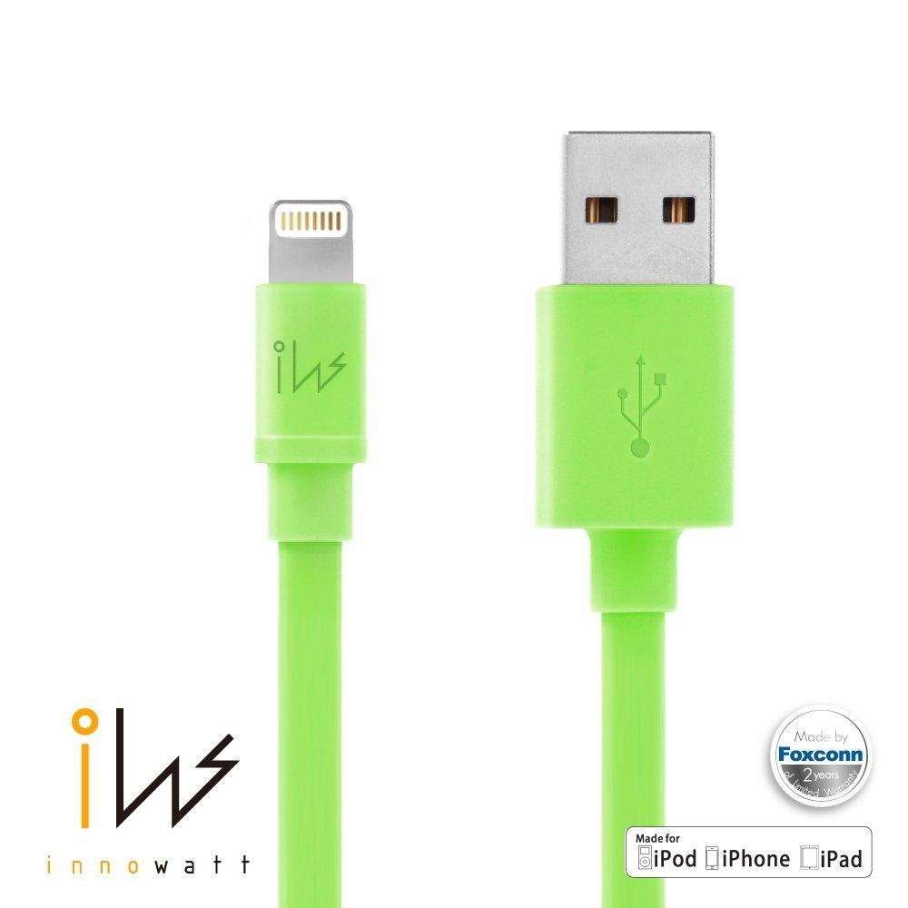 Innowatt Flat Lightning to USB Cable - USB кабел за iPhone 5, iPhone 5S, iPhone SE, iPhone 5C, iPod Touch 5, iPod Nano 7, iPad 4 и iPad Mini, iPad mini 2, iPad mini 3 (зелен) | JAR Computers Innowatt Flat Lightning to USB Cable - USB кабел за iPhone 5, iPhone 5S, iPhone SE, iPhone 5C, iPod Touch 5, iPod Nano 7, iPad 4 и iPad Mini, iPad mini 2, iPad mini 3 (зелен)