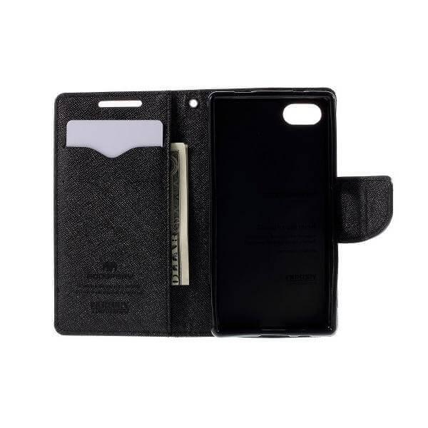 Кожен калъф, тип портфейл за Sony Xperia Z5 Compact - Mercury Goospery Fancy Diary Case (черен) | JAR Computers Кожен калъф, тип портфейл за Sony Xperia Z5 Compact - Mercury Goospery Fancy Diary Case (черен)